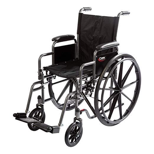 Carex Compact Wheelchair with Large 18” Padded Seat and Adjustable Swing Away Footrests - Senior.com Wheelchairs